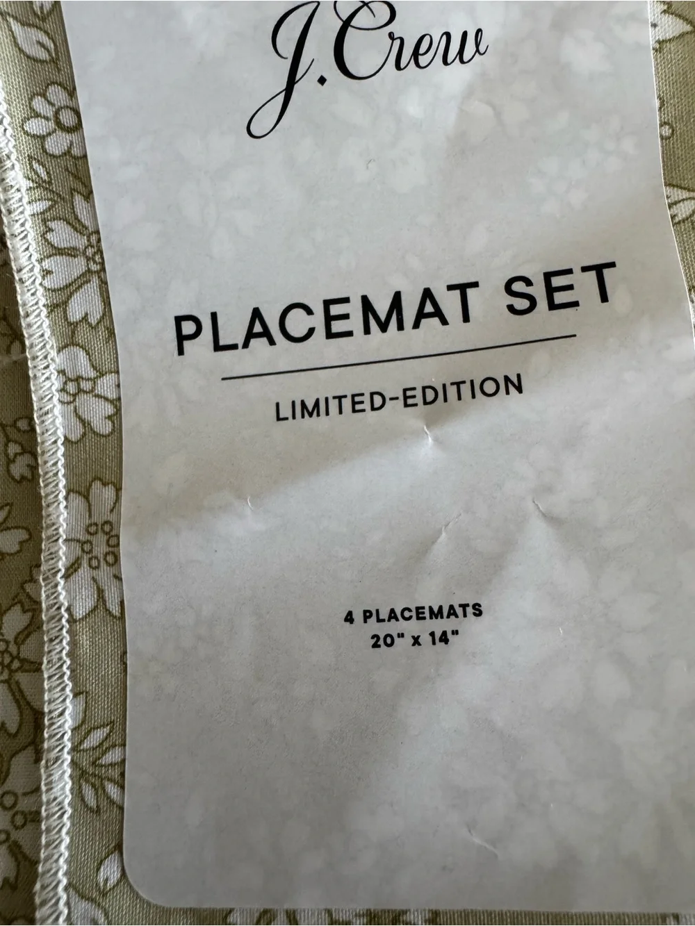 J Crew Placemat Set 4 Pair  20”x14”